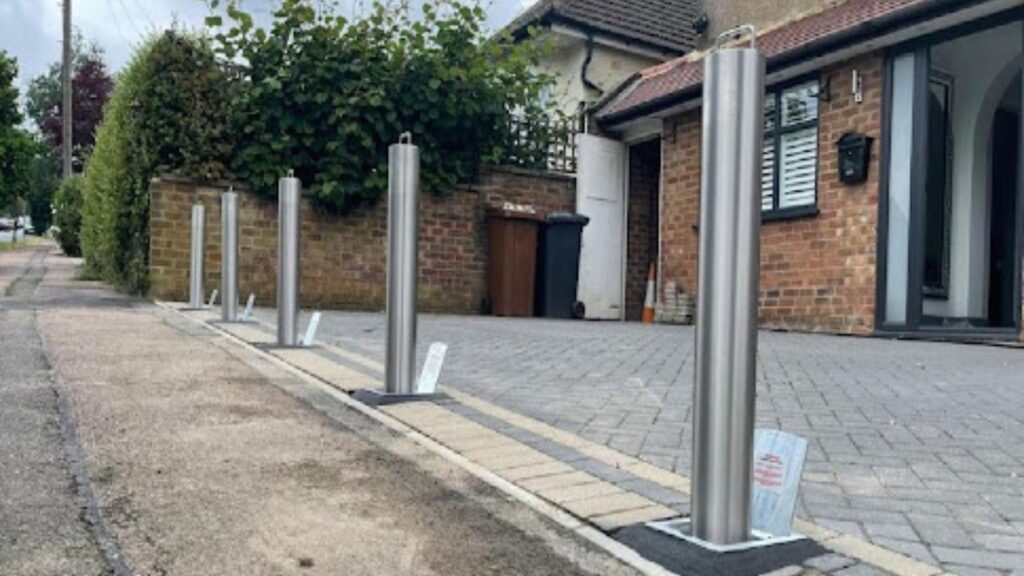 Steel Residential Bollards Installed in Driveway