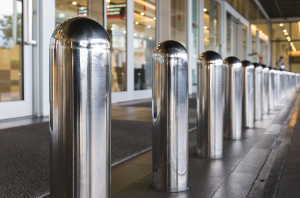 Bollards in front of a Business