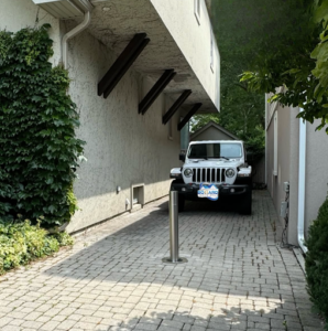 Residential Bollard Installed in a Driveway